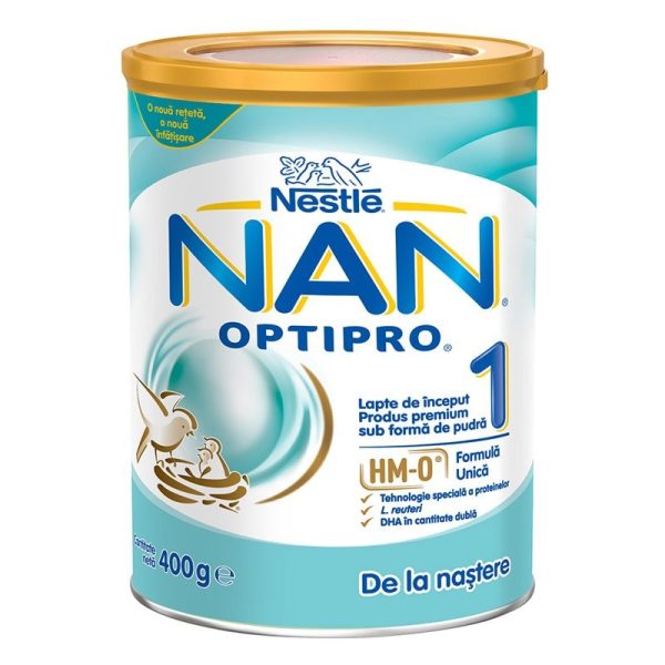 NAN 1 Optipro HM-O Formula de lapte Premium, 0 luni, 400 g, Nestle
