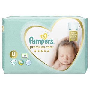 PAMPERS Scutece 0 Premium Care New Baby PAMPERS Scutece 0 Premium Care New Baby, 0-2.5kg, 30 bucati