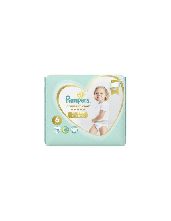 PAMPERS Scutece 6 Premium Care Pants PAMPERS Scutece 6 Premium Care Pants, 15kg , 31 bucati