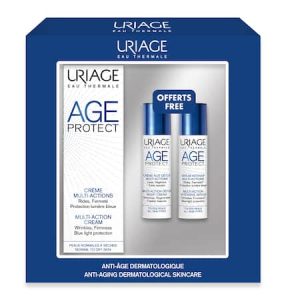 Pachet Crema antiaging Multi-Action Age Protect, 40 ml  Serum intens antiaging Age Protect, 30 ml  Crema de noapte Detox, 15 ml, Uriage