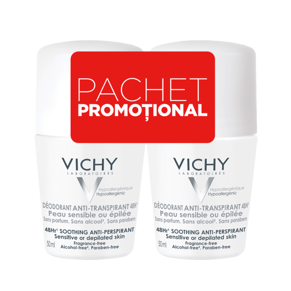 Pachet Deodorant roll-on antiperspirant fara parfum 48h piele sensibila/epilata