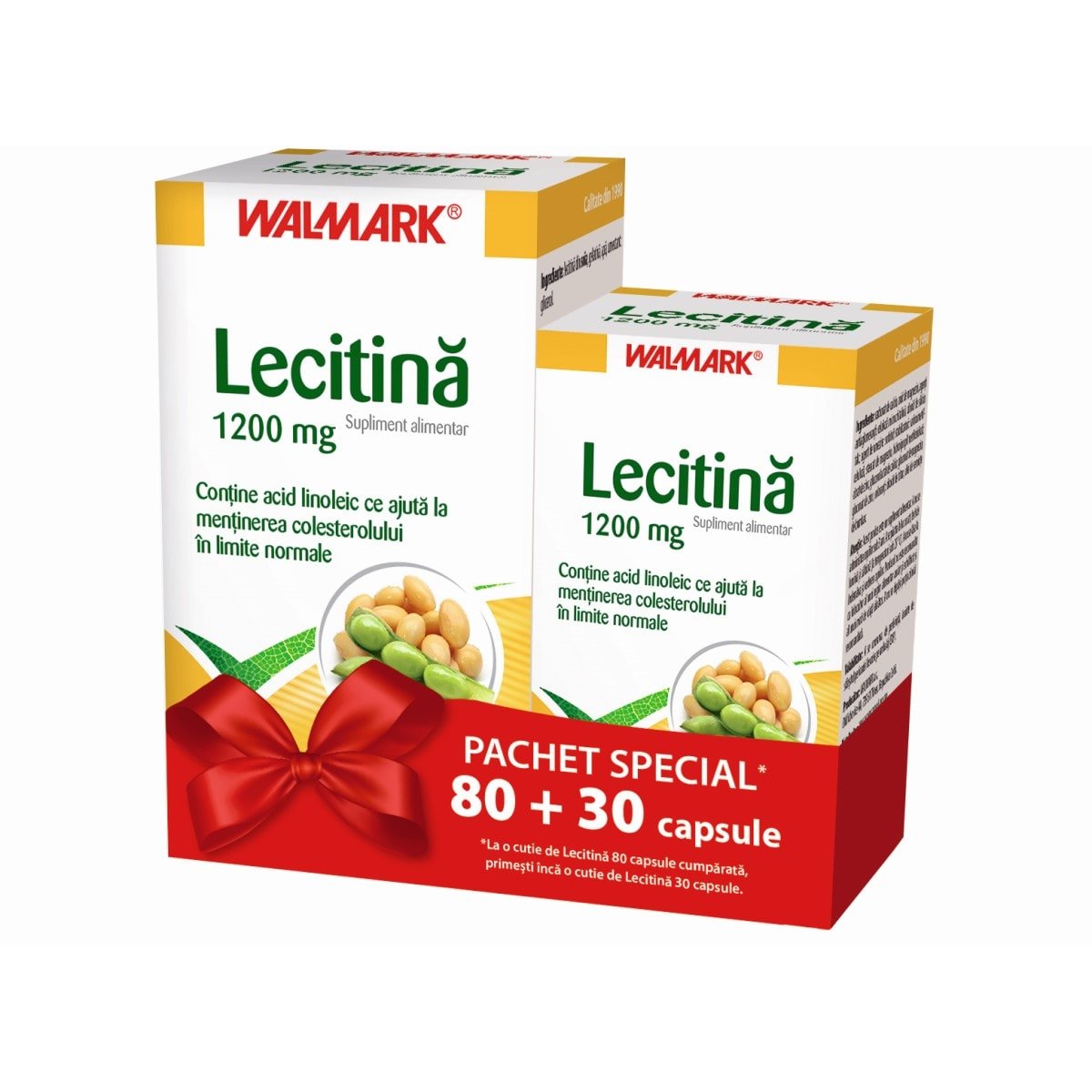 Pachet Lecitina 1200mg, 80 cps  30 cps cadou,  Walmark