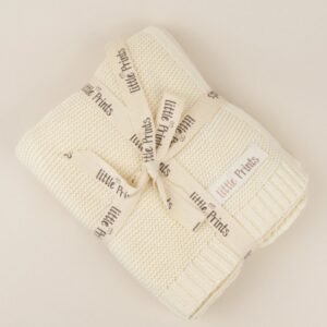 Paturica Bebe din Bumbac Tricotata 100-80 cm Ivory,  Little Prints
