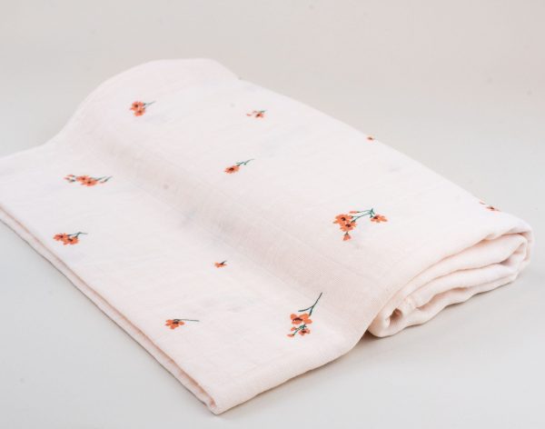 Paturica Muselina Flori Pink, 1 buc, Little Prints