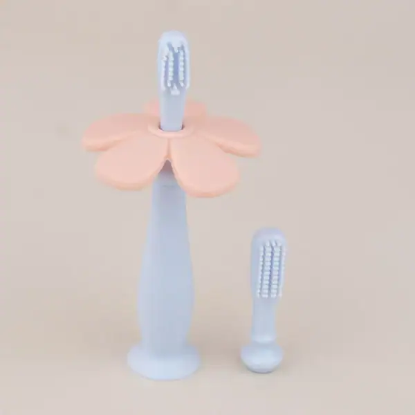 Periuta Dinti Silicon cu Ventuza 6 Luni Baby Blue, 1 buc, Little Prints