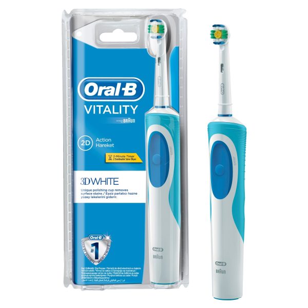 Periuta de dinti electrica Oral-B Vitality D12-513 3D White, 7600 Oscilatii/min, Curatare 2D, 1 program, 1 capat, Alb/Albastru