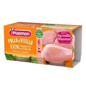 Piure Pui si Vitel fara Gluten de la 6 luni, 2x80g, Plasmon