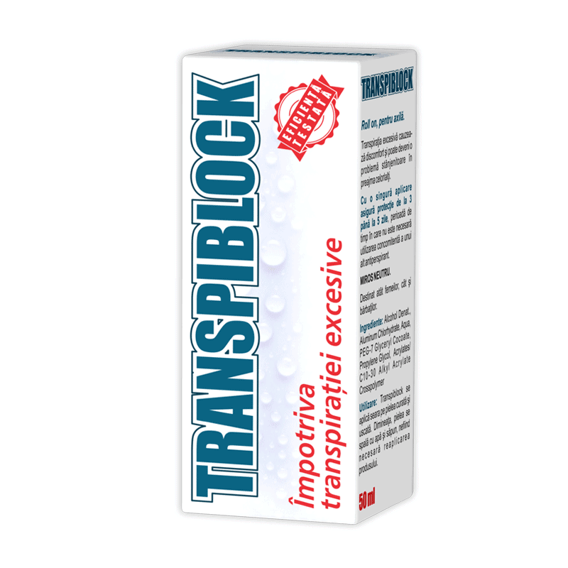 Roll-on Impotriva Transpiratiei Excesive Transpiblock, 50 ml, Zdrovit