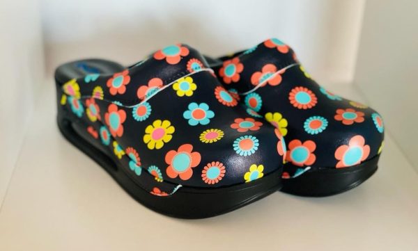 Saboti Piele Talpa AirMax Model Negri Floricele, Marimea 36