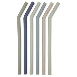 Set 6 Paie Reutilizabile din Silicon Beach Blue Set 6 Paie Reutilizabile din Silicon Beach Blue, Konges Slojd