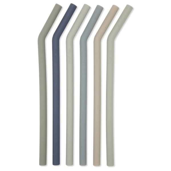 Set 6 Paie Reutilizabile din Silicon Beach Blue Set 6 Paie Reutilizabile din Silicon Beach Blue, Konges Slojd
