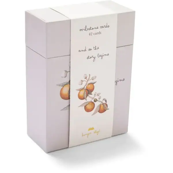 Set carduri reversibile de tip milestone din lemn pentru poze bebelusi Konges Slojd