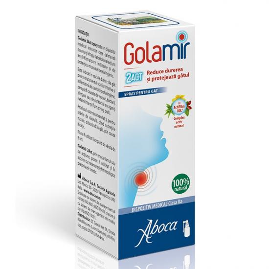 Spray pentru adulti cu alcool Golamir 2Act Spray pentru adulti cu alcool Golamir 2Act, 30 ml, Aboca
