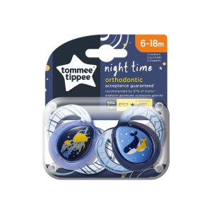 Suzeta Ortodontica de Noapte Meduze/Balenute Suzeta Ortodontica de Noapte Meduze/Balenute, TT0149, 6-18L, 2 buc, TOMMEE TIPPEE