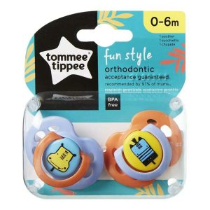 Suzeta Ortodontica de Zi Fun Hipopotam/Zebra Suzeta Ortodontica de Zi Fun Hipopotam/Zebra, TT0175, 0-6L, 2 buc, TOMMEE TIPPEE