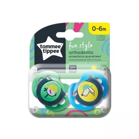 TOMMEE Suzeta Ortodontica de Zi Fun Pasare/Caine, TT0175-2, 0-6L, 2 buc