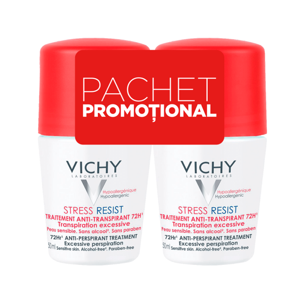 VICHY Pachet Deodorant roll-on tratament intensiv anti-transpirant stress-resist 72h
