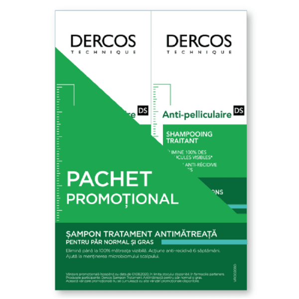 VICHY Pachet Dercos Sampon Antimatreata pentru Par Normal si Gras, 200 ml  200 ml