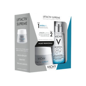 VICHY Pachet Liftactiv Supreme Crema Ten Uscat, 50 ml  Mineral 89 Gel-Booster, 50 ml