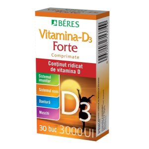 Vitamina D3 Forte 3000 UI Vitamina D3 Forte 3000 UI, 30 comprimate, Beres