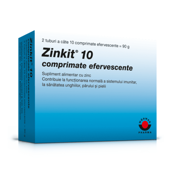 Zinkit 10 mg, 20 comprimate efervescente, Worwag Pharma