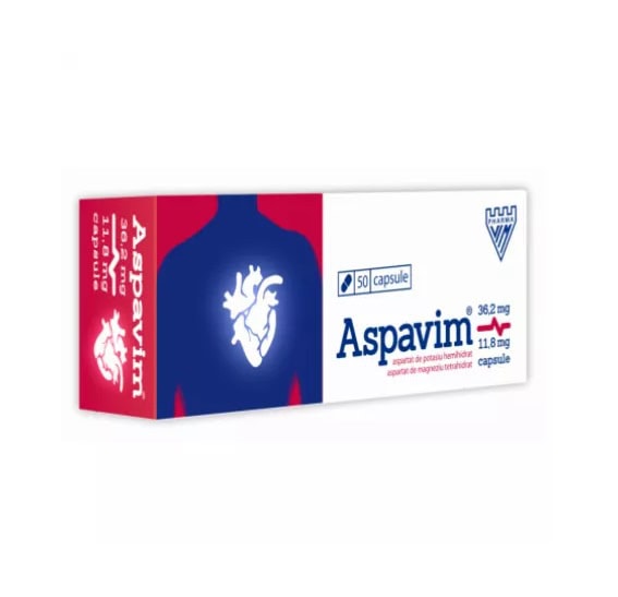 Aspavim. Capsule pentru tratarea hemoragiilor și magneziului, 50 capsule Aspavim, produs farmaceutic.
