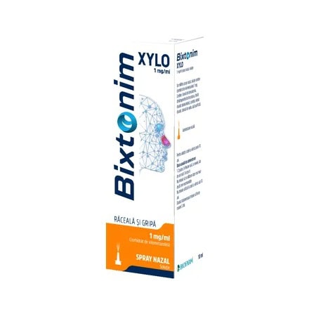 Spray nazal pentru adulți, 10 ml, Bixtonim Xylo, Biofarm, tratament eficient pentru congestie nazală.