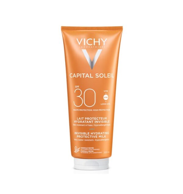 lapte-hidratant-de-protectie-solara-pentru-fata-si-corp-spf-30-capital-soleil-300-ml-vichy-x26038-farmacia-morpheus Lapte Hidratant de Protectie Solara pentru Fata si Corp SPF 30 Capital Soleil, 300 ml, Vichy