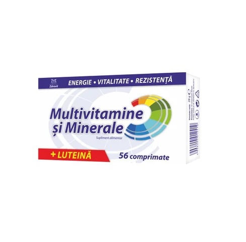 Multivitamine și Minerale Zdrovit cu Ginseng, 56 comprimate pentru energie și sănătate.