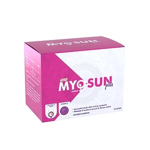 Cutie cu 30 plicuri Myo-sun Plus pentru sănătate reproductivă.