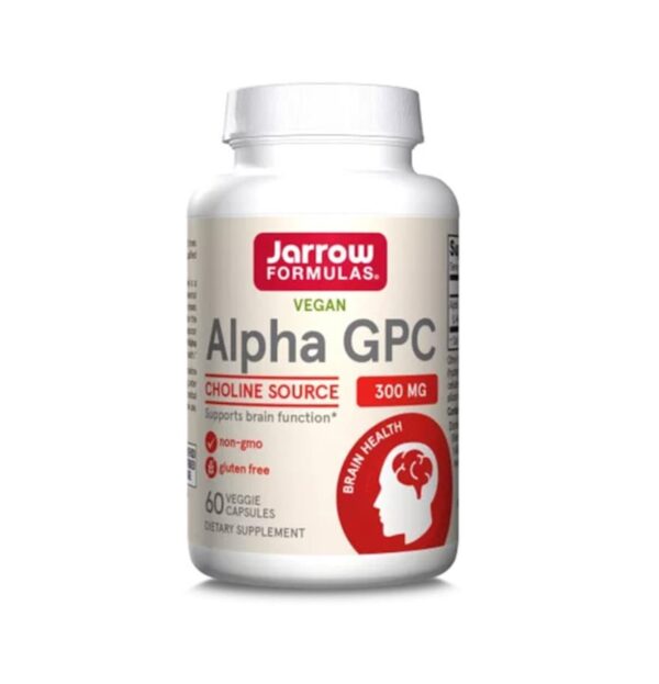 Supliment alimentar pentru sănătatea creierului, cu Alpha GPC 300mg, vegan, fără gluten și non-GMO.