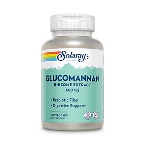 Glucomannan Solaray 600 mg, capsule pentru controlul greutății și sănătate digestivă.