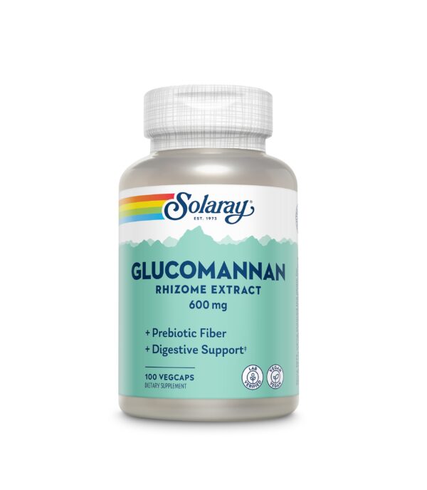 Glucomannan Solaray 600 mg Glucomannan Solaray 600 mg, capsule pentru controlul greutății și sănătate digestivă.