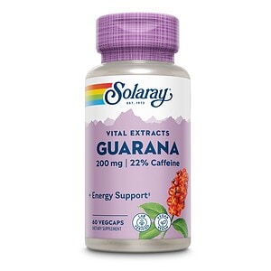 Supliment Solaray Guarana 200 mg, pentru energie și suport mental, 60 capsule.