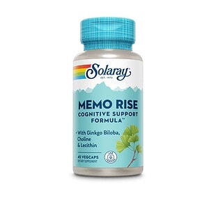 Supliment Solaray Memo Rise pentru sprijin cognitiv, cu Ginkgo Biloba, Choline și Lecitină, 45 capsu.