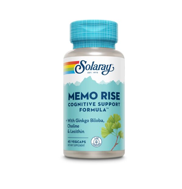 Memor Rise Solaray, 45 capsule, suport cognitiv Supliment Solaray Memo Rise pentru sprijin cognitiv, cu Ginkgo Biloba, Choline și Lecitină, 45 capsu.