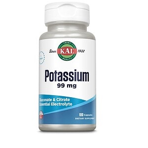 Capsule de potasiu 99 mg pentru sănătate și echilibru electrolitic, ideal pentru suplimentare în die.