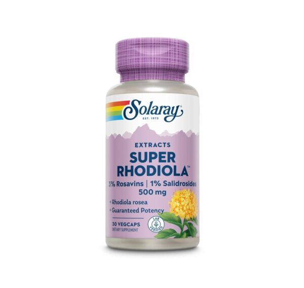 Super Rhodiola Solaray 500 mg Supliment natural cu Rhodiola Rosea pentru energie și rezistență.