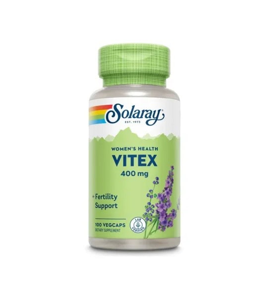 Capsule Vitex Solaray 400 mg pentru sprijin hormonal și fertilitate, 100 capsule.
