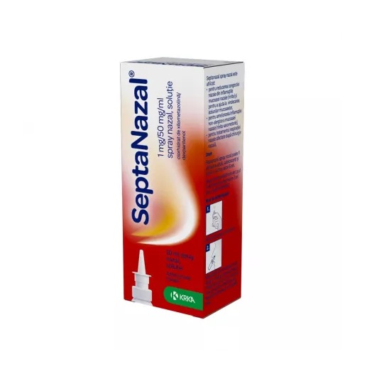SeptaNazal spray nazal pentru congestie, 1mg/50mg, soluție 10 ml, KRKA.
