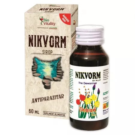 Sirop pentru Eliminarea Parazitilor Intestinali Nikvorm, 60 ml, Bio Vitality