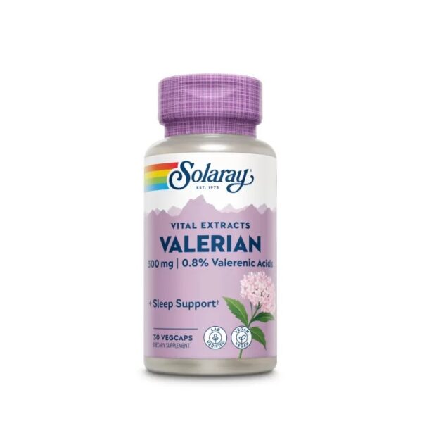 Valerian Solaray, 30 capsule, Secom Supliment natural pentru relaxare și somn odihnitor.