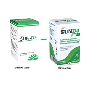 D3, 60 capsule, Sun Wave Pharma D3, supliment pentru sănătate osoasă și sistem imunitar, 60 capsule.