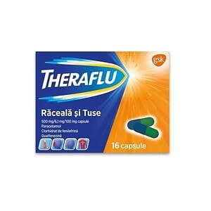 Imagine cu medicament Theraflu pentru răceală și tuse, 16 capsule, Haleon.