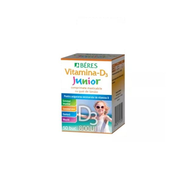 Vitamina D3 Junior 800UI, 50 Comprimate Masticabile, Beres Pharmaceuticals
