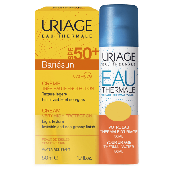 URIAGE Bariesun Crema Protectie Solara SPF50+, 50 ml + Apa Termala, 50 ml