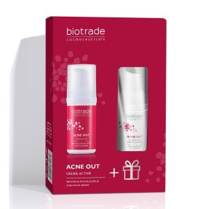 BIOTRADE Pachet Acne Out Crema Activa pentru ten acneic, 30 ml + Spuma de curatare pentru ten acneic, 20 ml