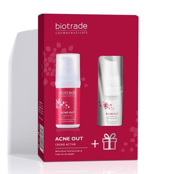 BIOTRADE Pachet Acne Out Crema Activa pentru ten acneic, 30 ml + Spuma de curatare pentru ten acneic, 20 ml