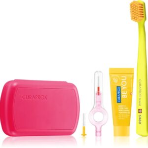 CURAPROX Travel Set Rosu (periuta, pasta de dinti, periuta interdentara)