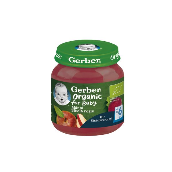 GERBER Piure bio din mar si sfecla rosie, +6 luni, 125 g